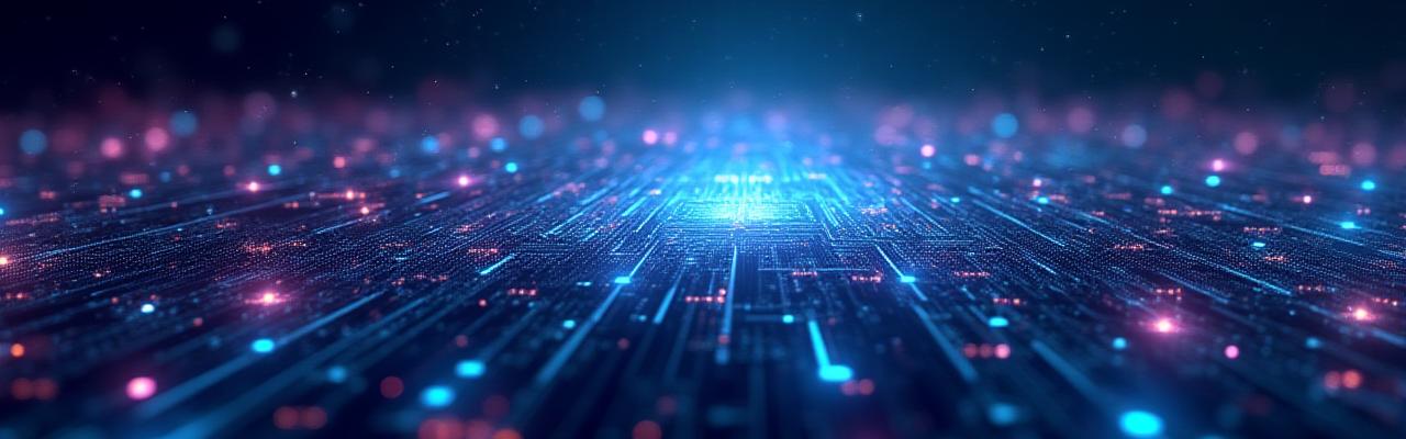 Imagen abstracta futurista representando contratos digitales y seguridad en el ciberespacio